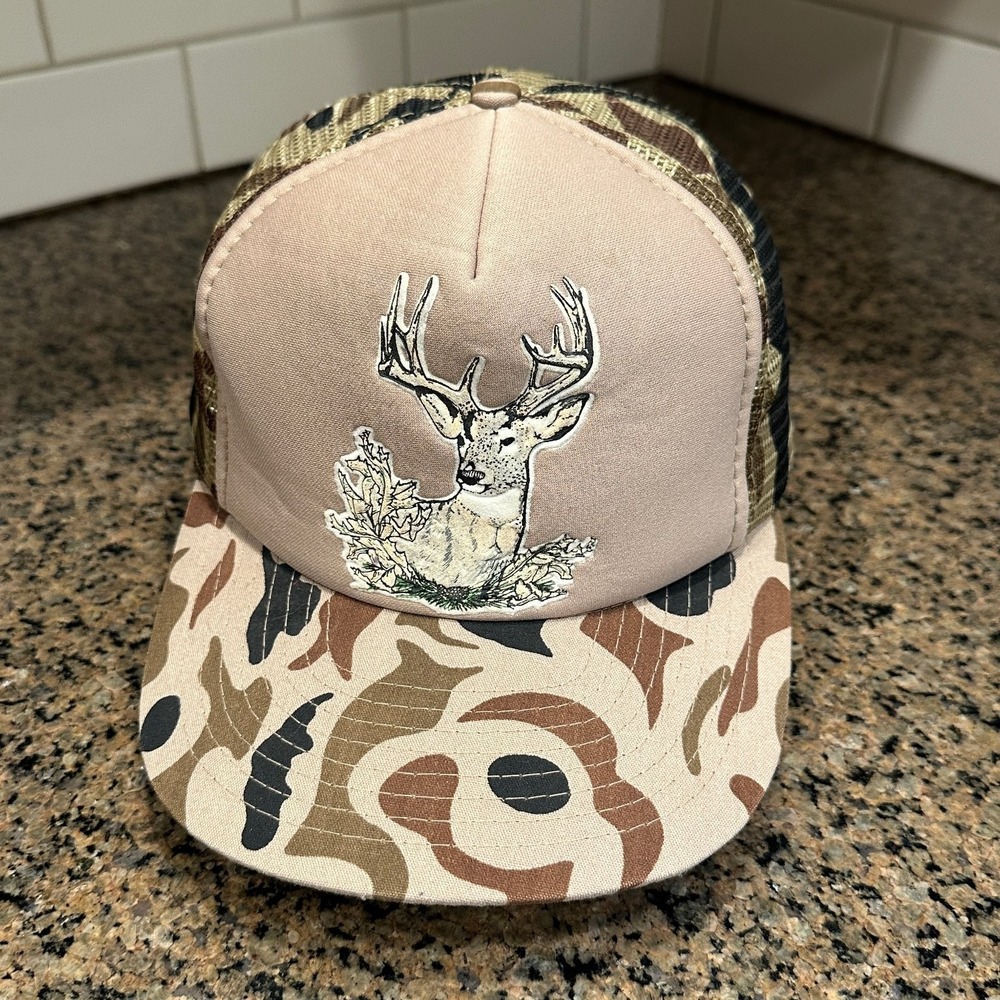 Vtg Sportcap Trucker Hat Men's OSFA Camo Deer Hunting Outdoor Snapback
